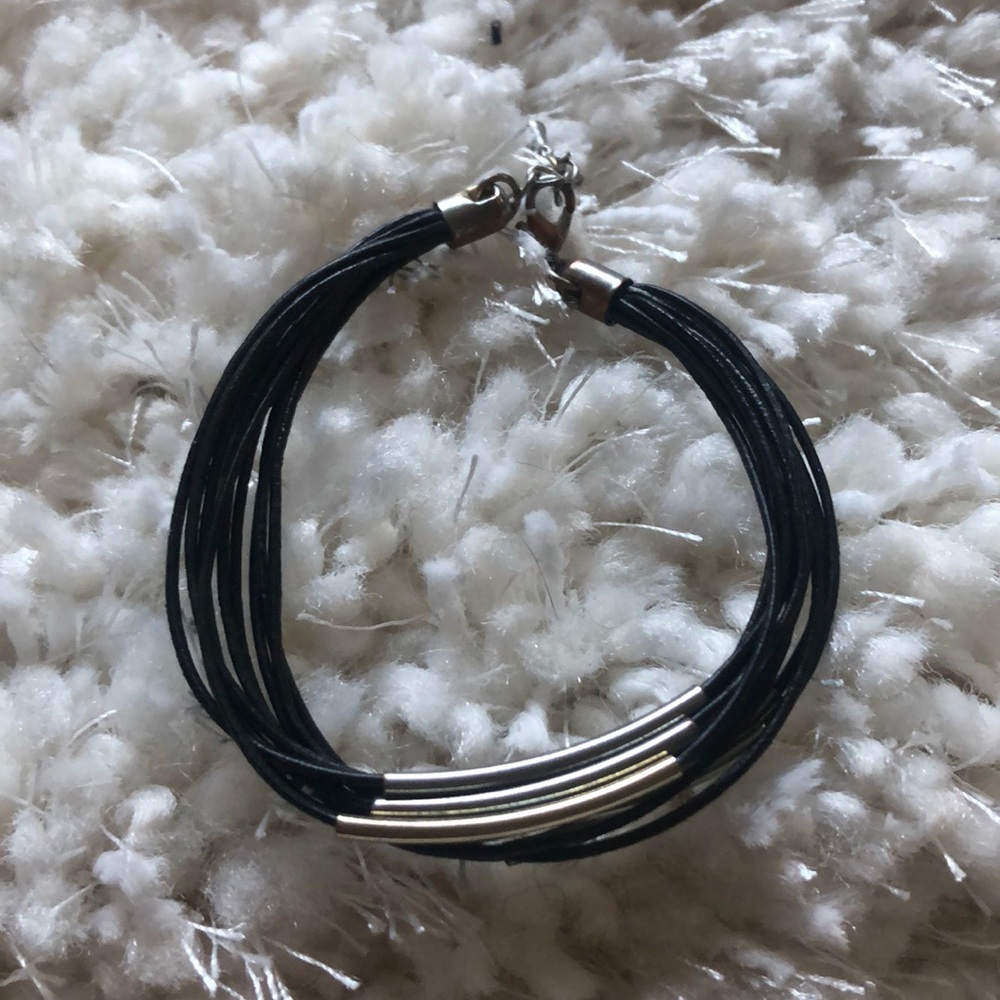 Mixed Metal and Black Bracelet
